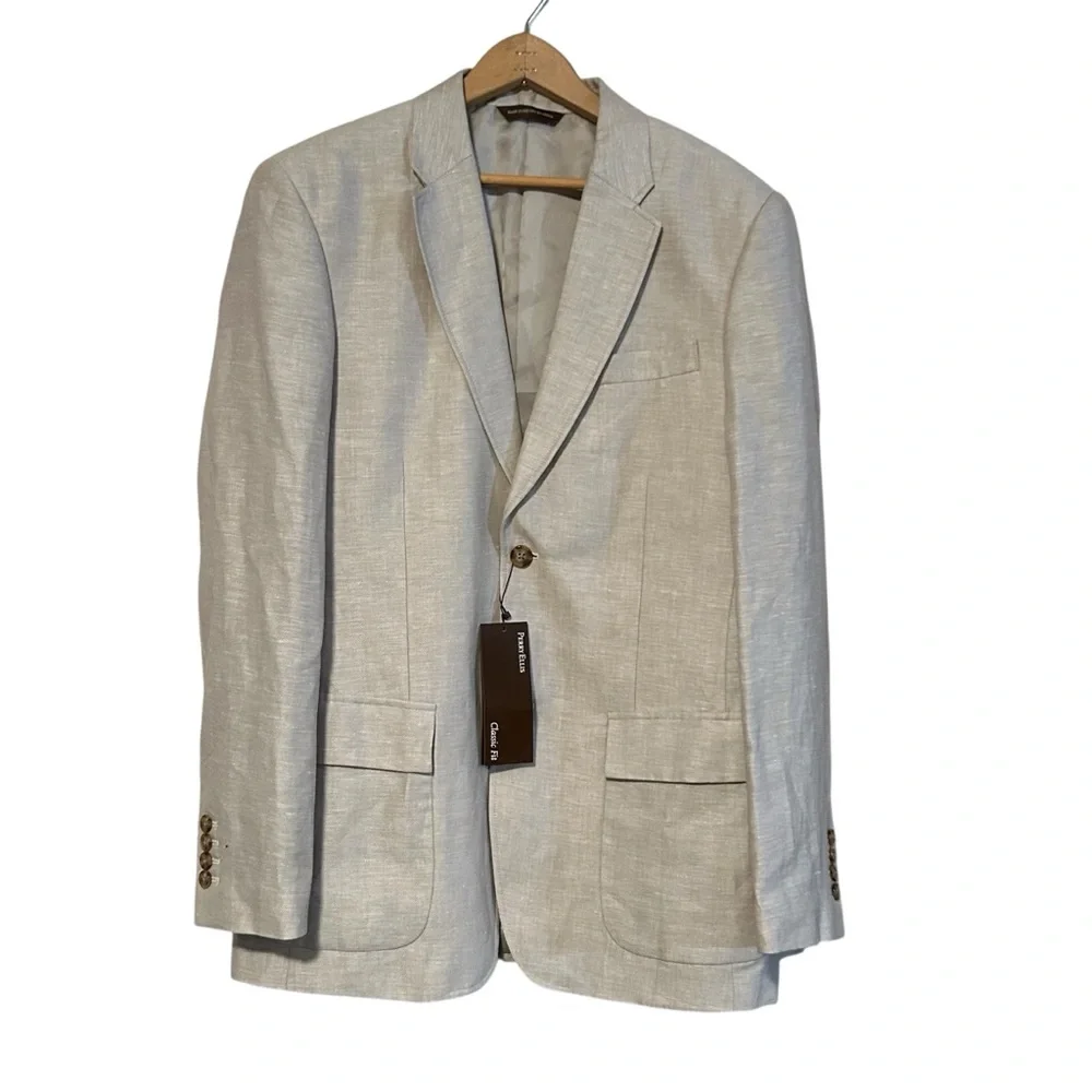 New Perry Ellis Linen Blend Blazer Crimini Size 38 Regular Mens Classic Fit